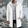 thumbnail image 2 of Men's Long Zip Up Hoodie,Casual Solid Color Winter Warm Hooded Sweatshirt,Athletic Long Jacket with Pockets, 2 of 7