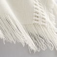 thumbnail image 4 of Women Winter Warm Knitted Hooded Poncho Solid Color Crochet Fringed Shawl Wrap Oversized Pullover Cloak Sweater Top, 4 of 8