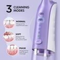 thumbnail image 2 of Cordless water flosser, 300 3 modes 5 nozzle tips portable electric flosser, suitable for adult use, 7 waterproof oral irrigator floss cleaning set, suitable for gum, brace care (purple), 2 of 4