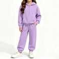thumbnail image 4 of BRGZLK Boys Girls Hoodie Sweatsuit Set Trendy Solid Color Long Sleeve Half Zip Pullover Sweatshirt and Sweatpants Comfort Warm Tracksuit Fall Winter Clothes for Daily Wear 2026 Purple 9-10 Years, 4 of 7