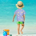 thumbnail image 4 of FORMRS Boys Rash Guard with Short Sleeves UPF 50+ Swim Shirts Sizes 3-12T, Yellow Blue Star Pattern, 4 of 6