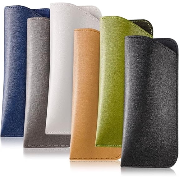 6 Pcs Soft Eyeglass Cases for Women Men,Portable Leather Eyeglass Case,Anti Scratch Glasses Pouch,Reading Glasses Case,Durable Glasses Cases