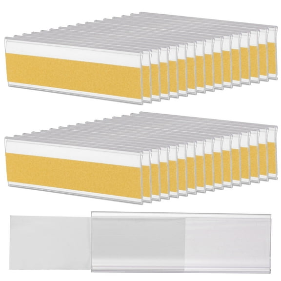 Uxcell Self Adhesive Shelf Label Holder, 3 x 1 Inch Clear Shelf Label Strips tags with Paper Label, 100 Pcs