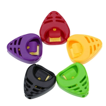 Alice A010B 5pcs Plactic Triangle Heart-shaped Guitar Pick Plectrum Holder Cases Sticky