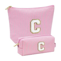 Cosmetic Bag For Girls | Initial Makeup Bag Travel Toiletry Bag for Girlfriend Teacher Teen Girl