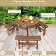 thumbnail image 5 of GVN Picnic Tables for Backyard,6 Person Wooden Picnic Table Set with Bench and Umbrella Hold, 5 of 10