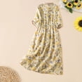 thumbnail image 4 of DHFJKG Bohemian Maxi Dresses For Women Summer Floral Shirt Dress Half Sleeve Button Down Loose Fit Flowy A-Line Sundress Beach Soft Dresses, 4 of 7