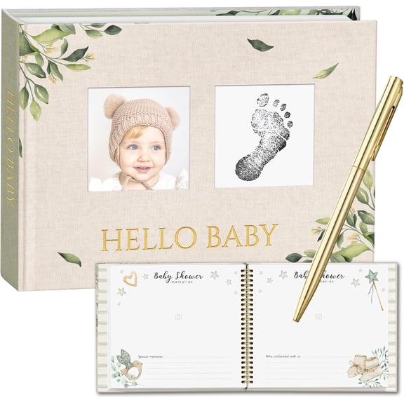 Keepsake , Milestone Book for Baby with Golden Pen and mat paper hardcover box. Gender Neutral Keepsake Memory Book for Baby Boy or Girl, Baby Book with 120 Inner Pages.
