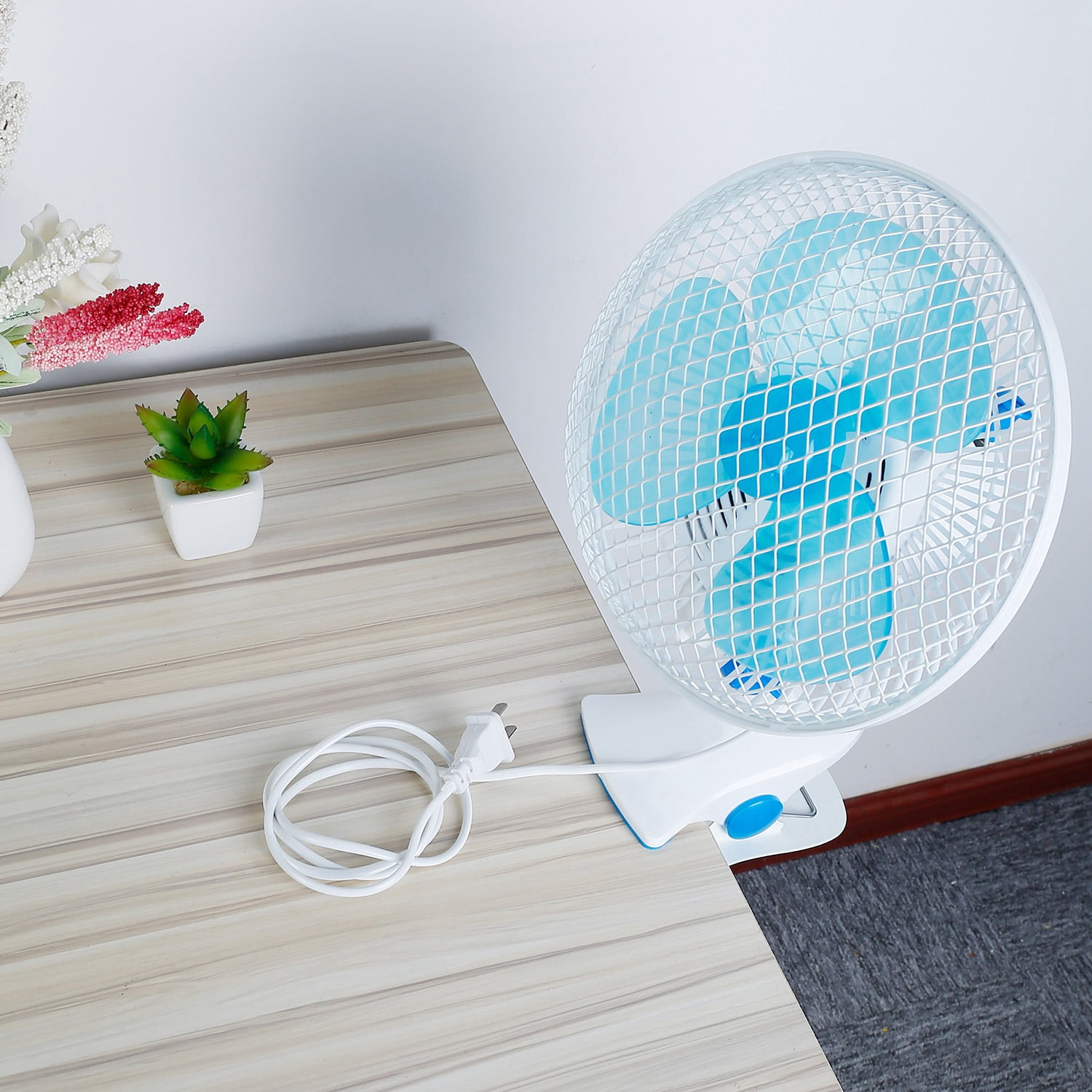 3-in-1 Clip On Fan, Quiet Small Desk Fan with 2 Speeds & Auto Oscillation, Clamp Fan for Office Bedroom Stroller, Safe for Baby