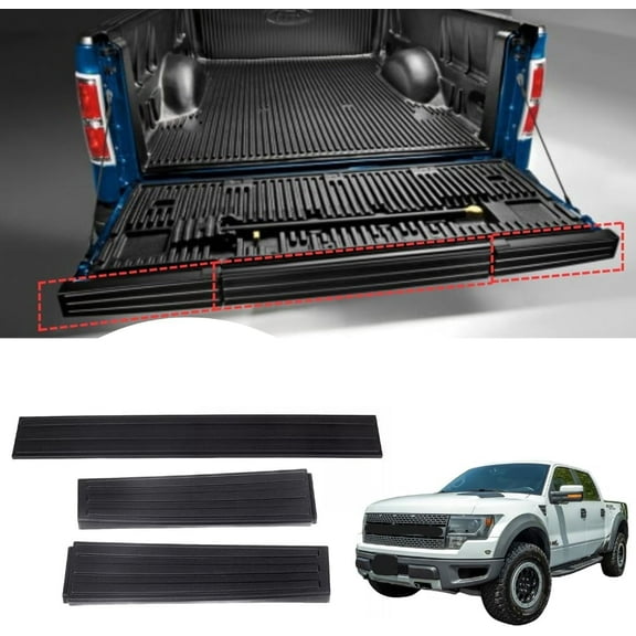 Tailgate Molding Cap Molding Kit Compatible with Ford F-150 2009 2010 2011 2012 2013 2014 Models W/Retainers, 3 PCS, Black