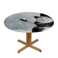 thumbnail image 3 of Sheronv Snowman Round Table Cover Stain Resistant & Washable for Indoor Outdoor Tablecloth Kitchen Dining Wedding Parties Picnic Farmhouse Decor 100% Polyester Christmas Theme 38"-42, 3 of 8