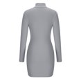 thumbnail image 5 of Blczomt Plain Womens Dresses 2025 Long Sleeve Gray Party Mini Bodycon Mock Neck Formal Dressy Dress, 5 of 9
