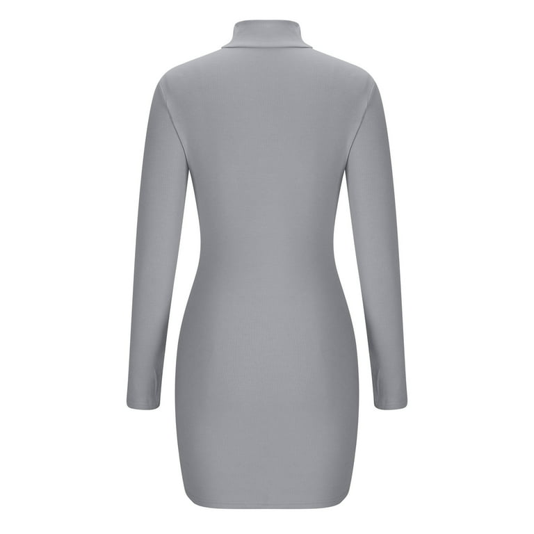 Wyobmus Women Casual Long Sleeve Midi Dress Solid Color Turtleneck Bodycon Long Dress Fall Winter Thickened Wrapped Dress C-Gray - Walmart.com Wyobmus Women Casual Long Sleeve Midi Dress Solid Color Turtleneck Bodycon Long Dress Fall Winter Thickened Wrapped Dress C-Gray - Walmart.com