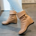 thumbnail image 4 of CALAFEBILA Womens Casual Shoes Brown Fold-Over More Wear High-Heeled High-Heeled Short, 4 of 8