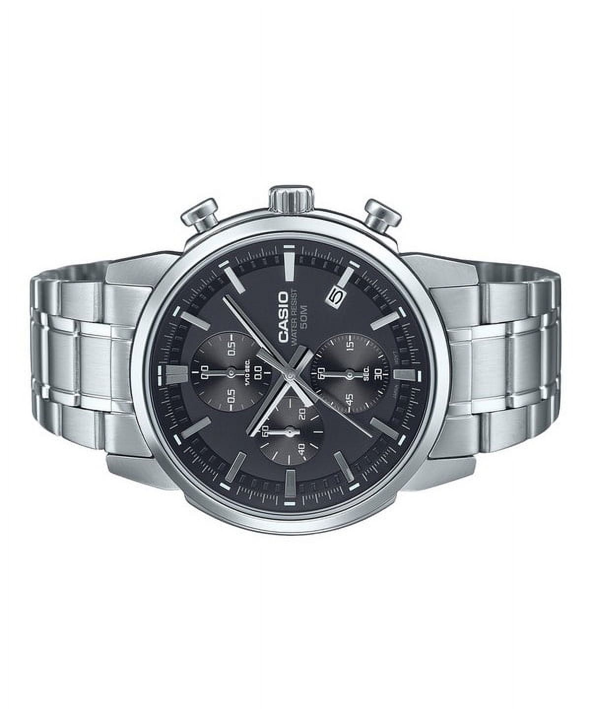 Casio Standard Analog Chronograph Stainless Steel Black Dial Quartz MTP-E510D-1A1V Men's Watch