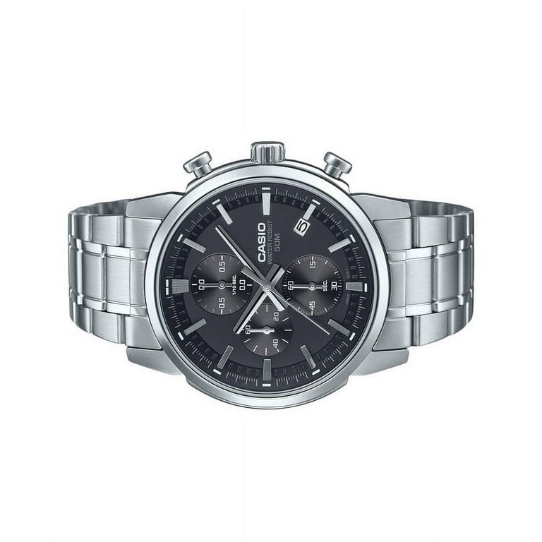 Casio Standard Analog Chronograph Stainless Steel Black Dial