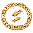 thumbnail image 2 of W/W Lifetime Gold Collar Cuban Chain for Small Medium Large American Pitbull French Bulldog Dogs, 2 of 7