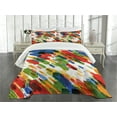 thumbnail image 3 of Ambesonne Art Quilted Bedspread Set 3 Pcs, Diagonal Geometric Vibrant, Queen Size, Multicolor, 3 of 5