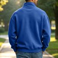 thumbnail image 4 of Vxararl Mens Zip Up Sweatshirt Lightweight Fleece Jacket Lightweight Fleece Full Zip no Hood Athletic Jacket Fall/winter Casual Wear, Outdoor Office Business Fleece Jacket Men Blue L, 4 of 6