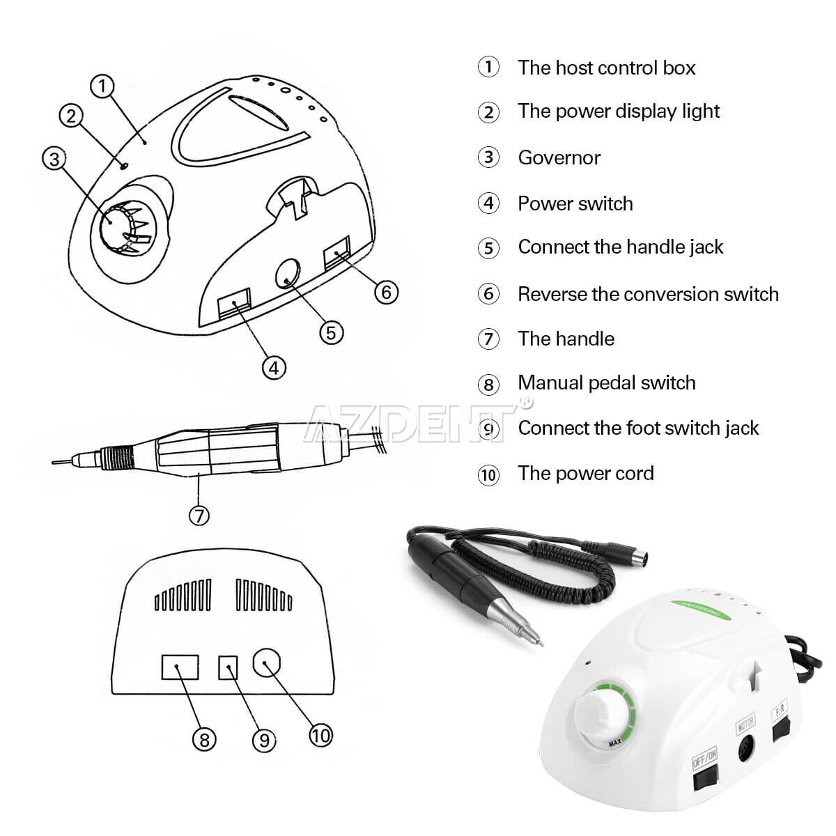 Dental Lab Marathon Electric Micromotor Polishing Unit + 35K rpm Motor Handpiece