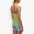 thumbnail image 4 of Women's Halter Neck Knit Tank Top with Ribbed Design and Stretchy Fit for Casual Summer Wear- Medium, Green, 4 of 5