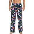 thumbnail image 2 of Goofa Floral Rabbit Printed Soft Pajama Pants for Men, Wide Leg Comfy Casual Lounge Yoga Pants-Medium, 2 of 9