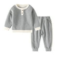 thumbnail image 2 of AJZIOJIRO Baby Kids 2Pcs Spring Fall Sweatshir Outwear for Boys,1-8Y Toddler Long-Sleeved Pullover Sweatsuit Pants Set Kid Solid Color Crewneck Casual Clothes Set, 2 of 7
