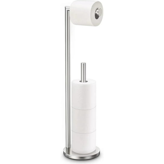 Toilet Paper Holder Stand, Toilet Paper Stand Brushed Nickel, Free Standing Toilet Paper Holder, Toilet Paper Storage by Bathth