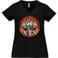 thumbnail image 3 of Inktastic VTX Flaming Motor Women's Plus Size V-Neck T-Shirt, 3 of 5