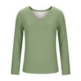thumbnail image 7 of ClodeEU Women's Winter Thickened Fleece Lined V Neck Long Sleeve Top,Loose Fit Blouses Mint Green,Womens Plus M, 7 of 7