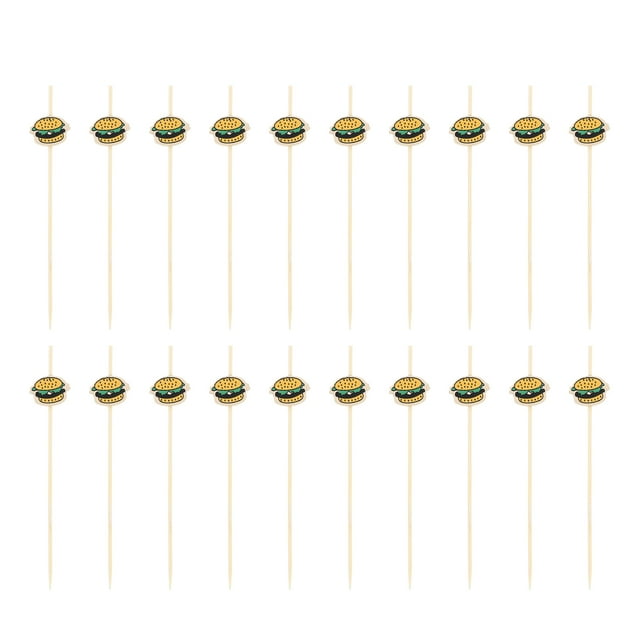 100 palillos decorativos para cócteles, palillos creativos de frutas con forma de hamburguesa.