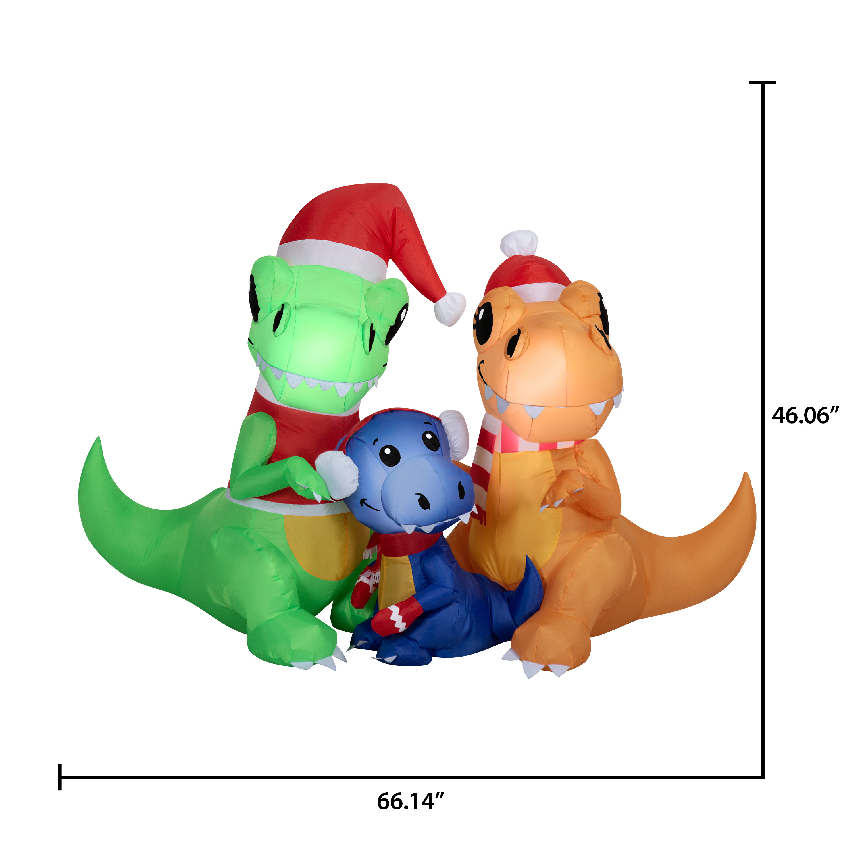 3.8 ft T-Rex Family Christmas Airblown Yard Inflatable, Multicolor, by Holiday Time