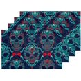 thumbnail image 5 of EREHome Green Red Skull Placemat Plate Holder Set of 4, Table Mats Protector 12x18 inch, 5 of 5