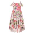 thumbnail image 1 of Little Girls' Lovely Off Shoulder Hi Lo Floral Birthday Party Flower Girl Dress Coral 5 L (P201531P), 1 of 1
