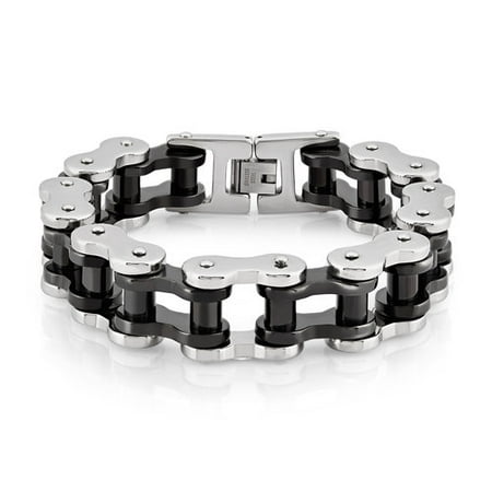 Crucible Two-Tone Stainless Steel Bicycle Chain Link Bracelet, 9, 18.7mm