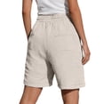 thumbnail image 4 of Womens Bermuda Shorts Casual Textured Drawstring Shorts Elastic Waist Loose Fit Summer Comfy Shorts with Pockets, 4 of 5