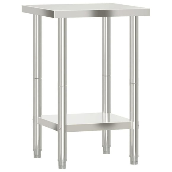 Mesa de trabajo VidaXL de acero inoxidable de 55 x 55 cm con estante inferior