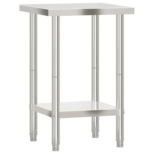 Mesa de trabajo VidaXL de acero inoxidable de 55 x 55 cm con estante inferior