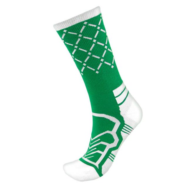 Brybelly SSOC-011M Basketball Compression Socks, Green & White - Medium