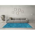 thumbnail image 3 of Ahgly Company Machine Washable Indoor Rectangle Oriental Turquoise Blue Industrial Area Rugs, 3' x 5', 3 of 4