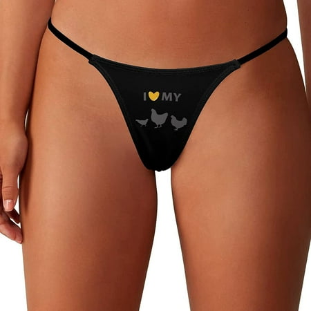 

I Love My Chickens Women s G-String Thongs Low Rise Hipster Underwear Stretch T-Back Panties