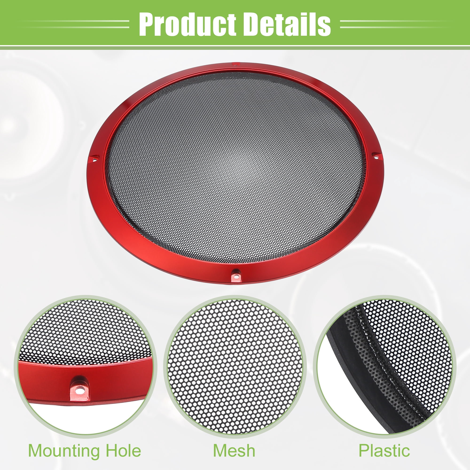 Unique Bargains Speaker Grills Cover Round Audio Speaker Subwoofer Protector Case Red 10"