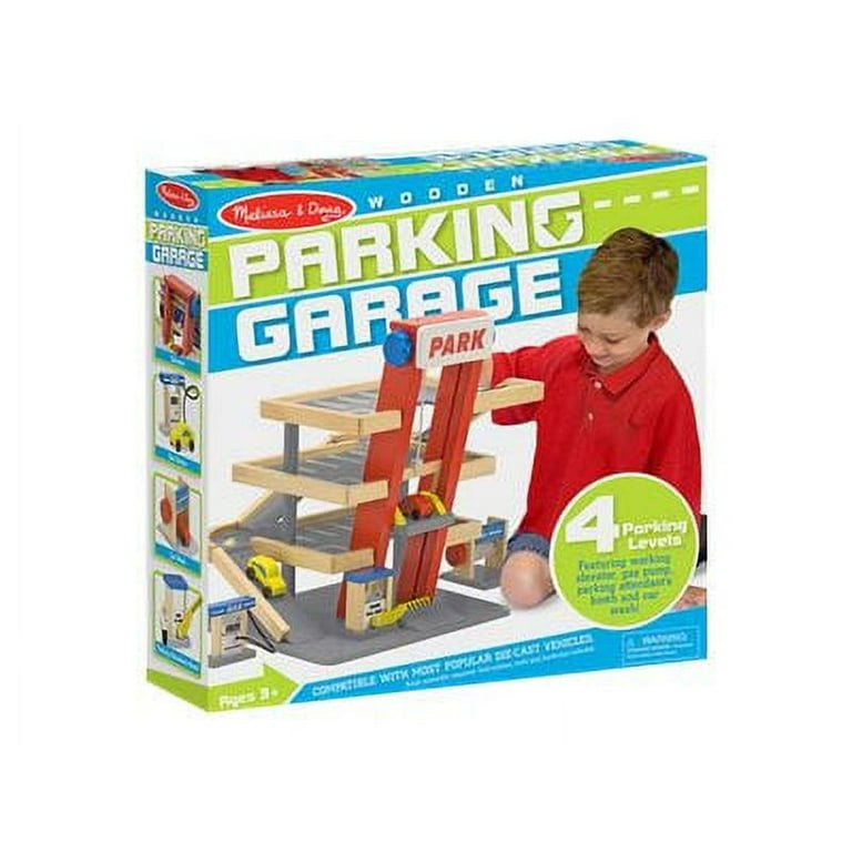 Melissa Doug Deluxe Wooden Parking Garage Play Set