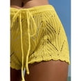 thumbnail image 5 of Women's Hollow Out Drawstring Waist Bikini Cover Up Shorts Tie Front Crochet Cover Up Bottom, 5 of 7