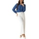 thumbnail image 2 of Blusa de manga larga INSPIRE CHIC para mujer, con volantes, cuello en V, casual, para oficina, con ojales, color azul real, 2 of 5