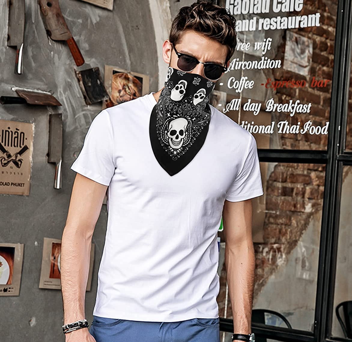 WOWSTYLE 3-Pack Retro Bandana Scarf Bandanas for Men Pocket