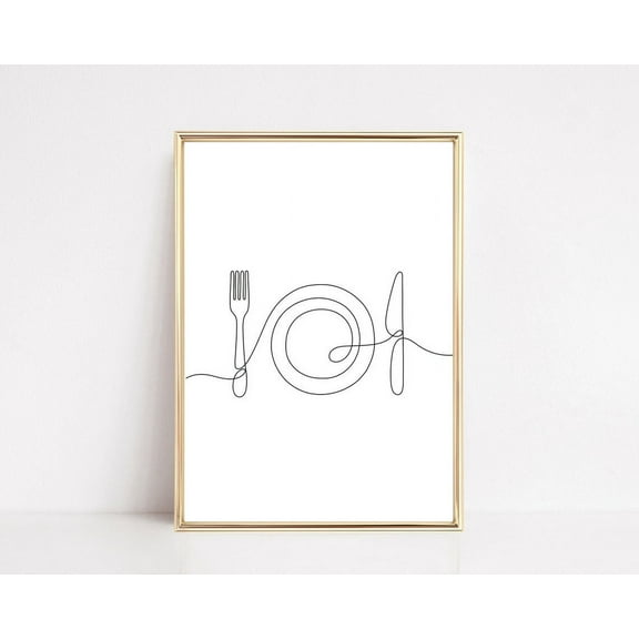 Kitchen Wall Art Kitchen Decor Line Art Kitchen Print Kitchen Art Print Home Decor Dining Room Wall Decor Wall Art, Modern Wall Decor, 8x12 UNFRAMED