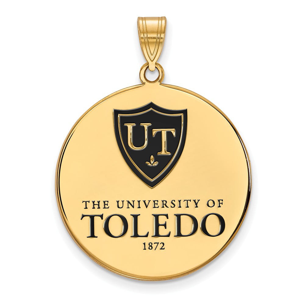 32mm x 25mm 925 Sterling Silver Yellow Gold-Plated Official Toledo XL Extra Large Big Enamel Disc Pendant Charm 