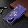 thumbnail image 5 of Galaxy S21 FE Case Cute Embossed Pattern Premium Leather Wallet Cover Flip Stand Credit Card Slots Pocket Holder Magnetic Closure Folio Case for Samsung Galaxy S21 FE, Purple Butterfly, 5 of 8