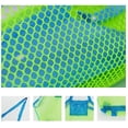 thumbnail image 4 of Bolsa de playa de malla grande para juguetes, bolsa para guardar arena con cremallera para niños, piscina, viajes, zapatos con arena, toallas mojadas, 16 x 9,4 x 16 pulgadas, malla verde, correas azu, 4 of 5